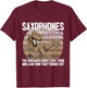 Saxophonist Saxist Sax Dinosaurs Saxophone T-Shirt - T-Shirt | Maroon
