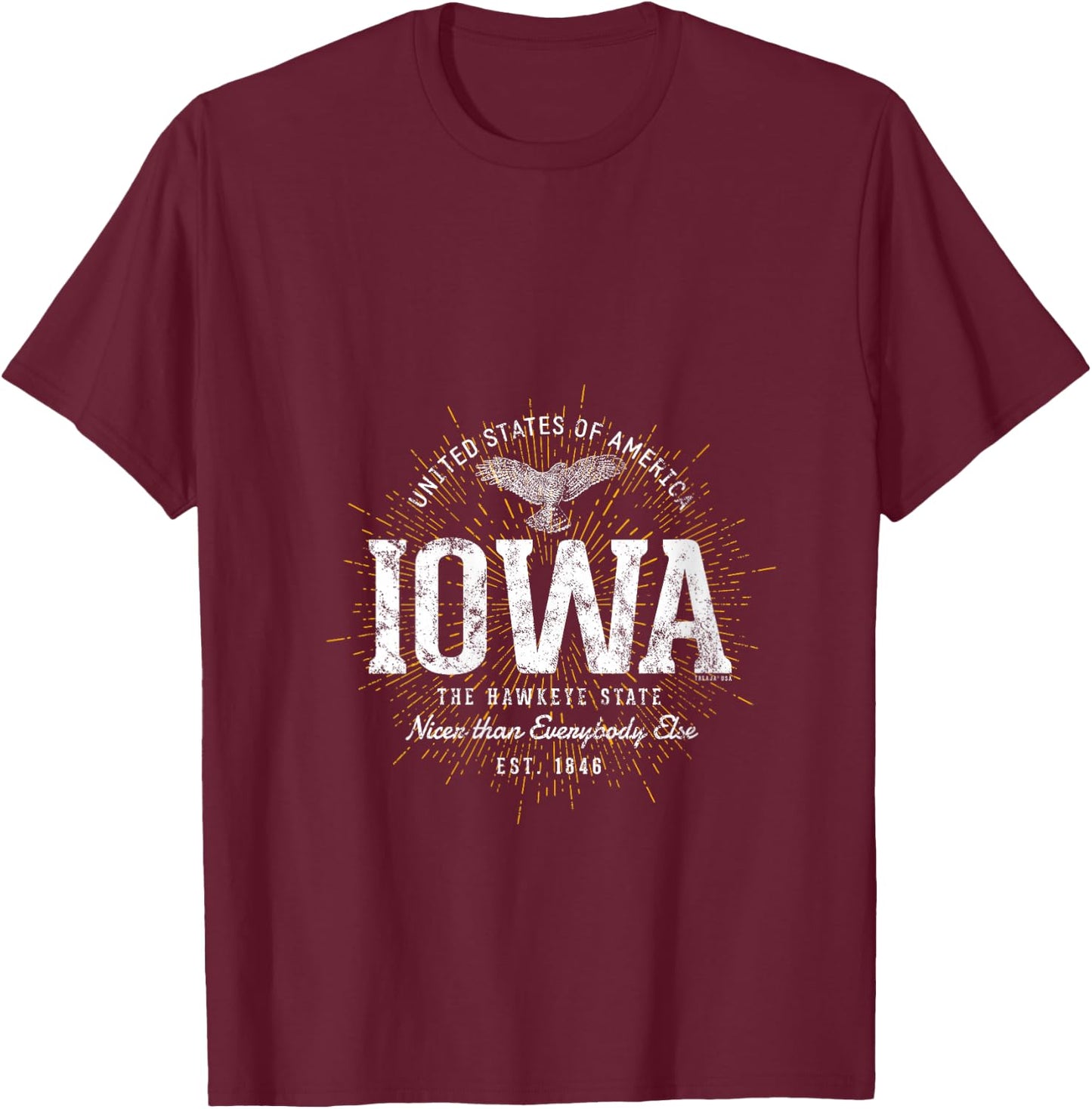Vintage State of Iowa Retro V-Neck T-Shirt - T-Shirt | Maroon