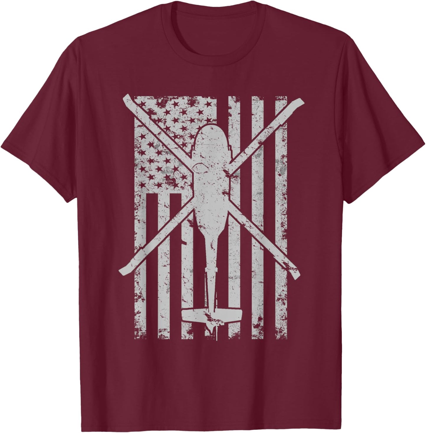 UH-60 Black Hawk Military Helicopter Patriotic Flag T-Shirt - T-Shirt | Maroon