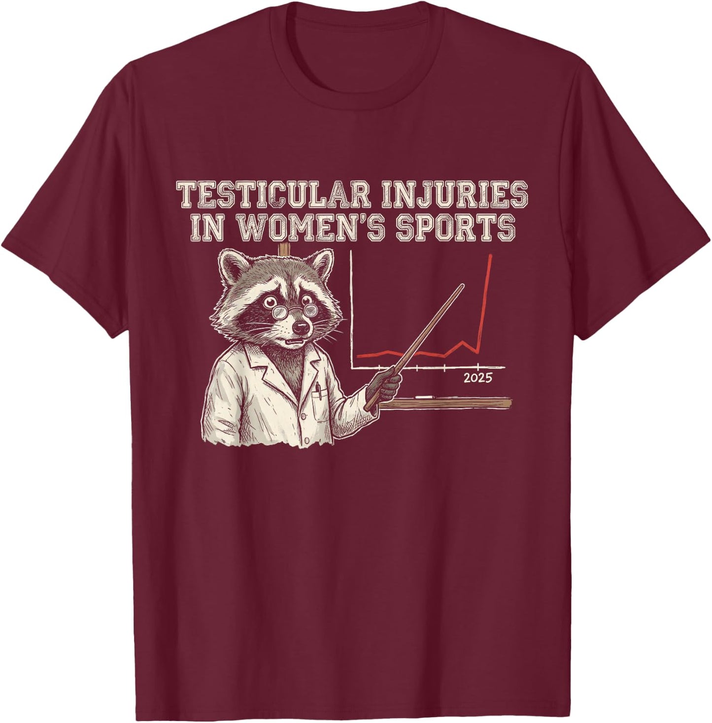 Testicular Injuries in Sports Raccoon T-Shirt - T-Shirt | Maroon