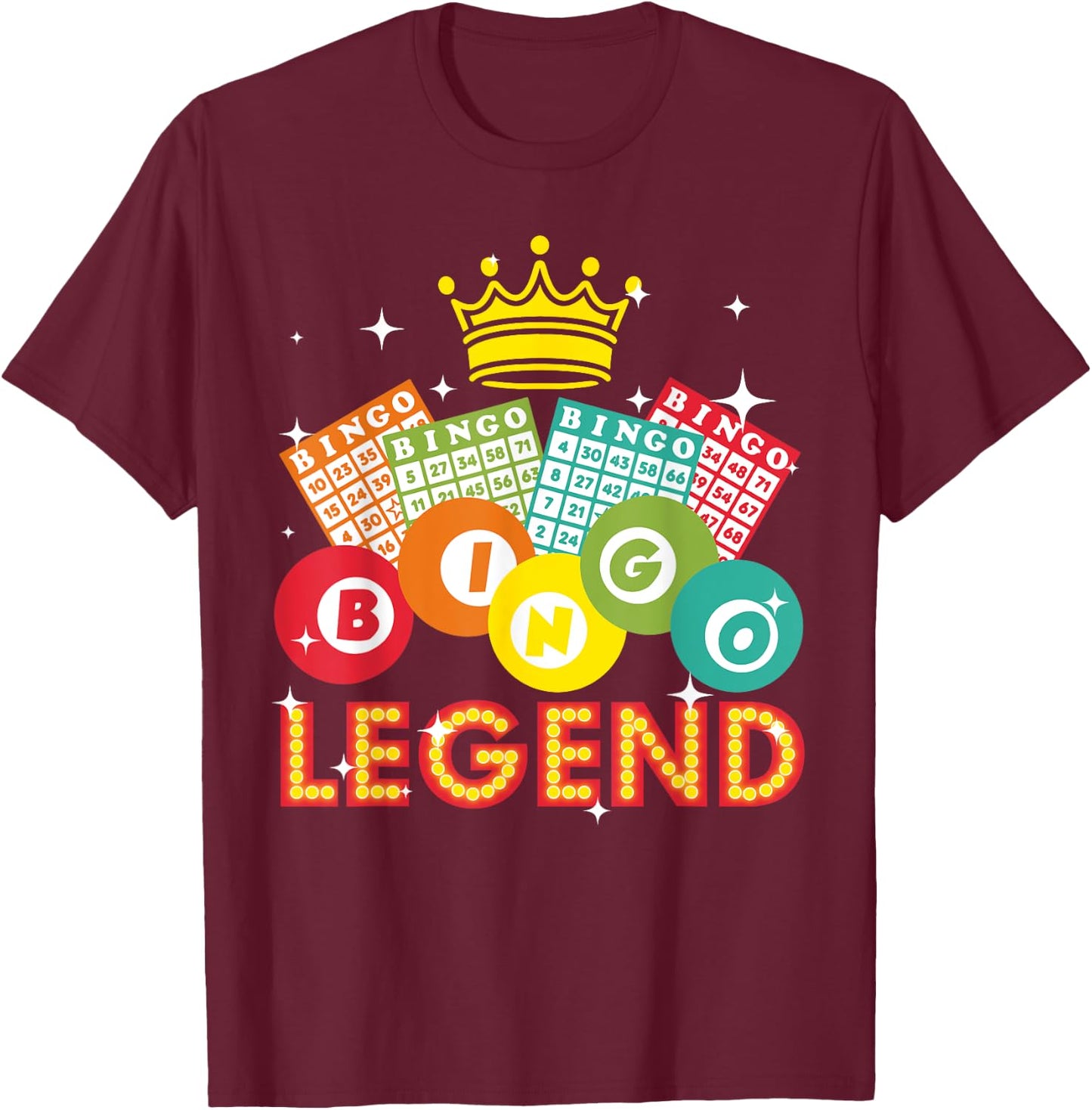 Cute Bingo Designs Women Bingo Lovers Casino Players T-Shirt - T-Shirt | Maroon