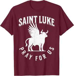 St Luke the Evangelist Catholic Patron Saint Bull Symbol T-Shirt - T-Shirt | Maroon