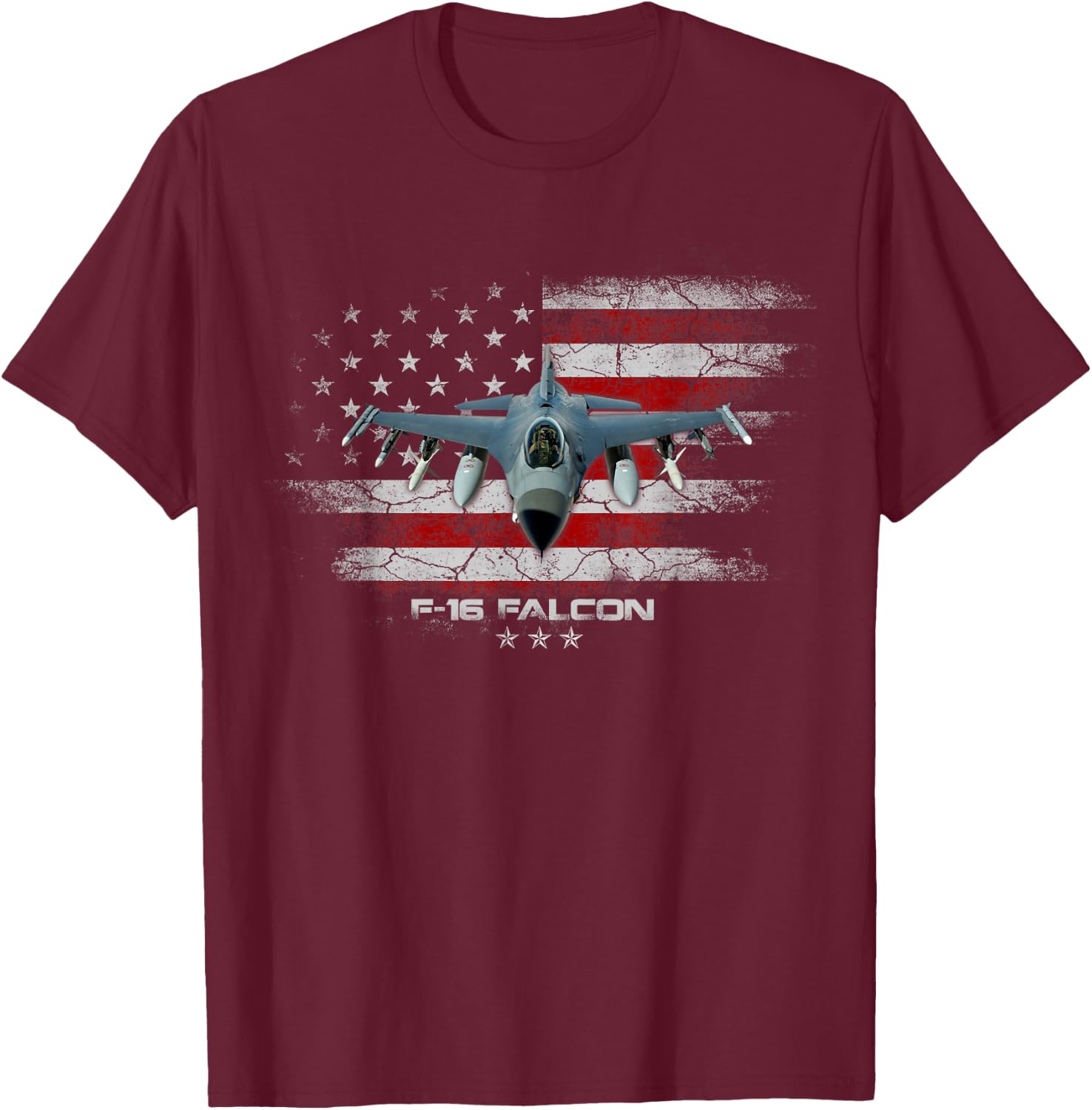 F-16 Fighting Falcon Military Jet Aircraft Pilot Veteran Men T-Shirt - T-Shirt | Maroon