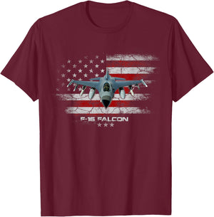 F-16 Fighting Falcon Military Jet Aircraft Pilot Veteran Men T-Shirt - T-Shirt | Maroon