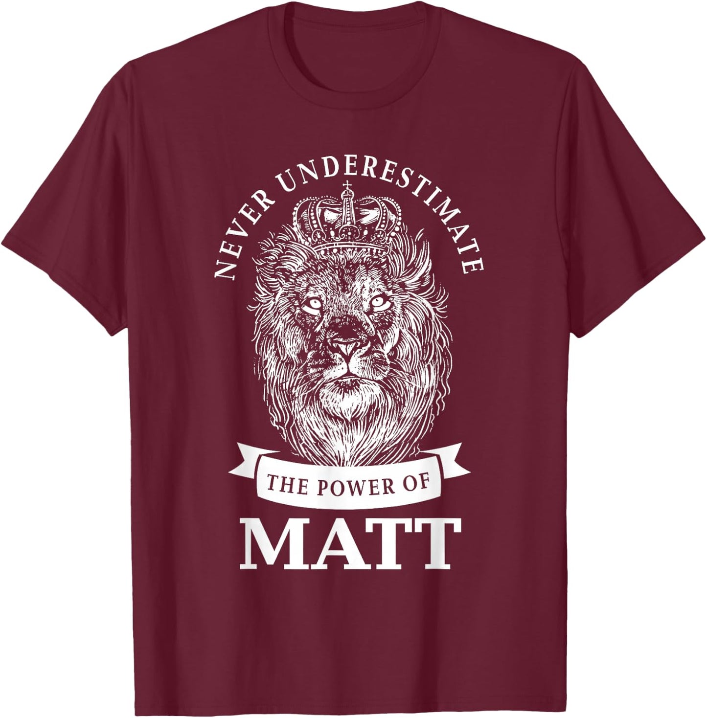 Matt Gift Name Lion T-Shirt - T-Shirt | Maroon