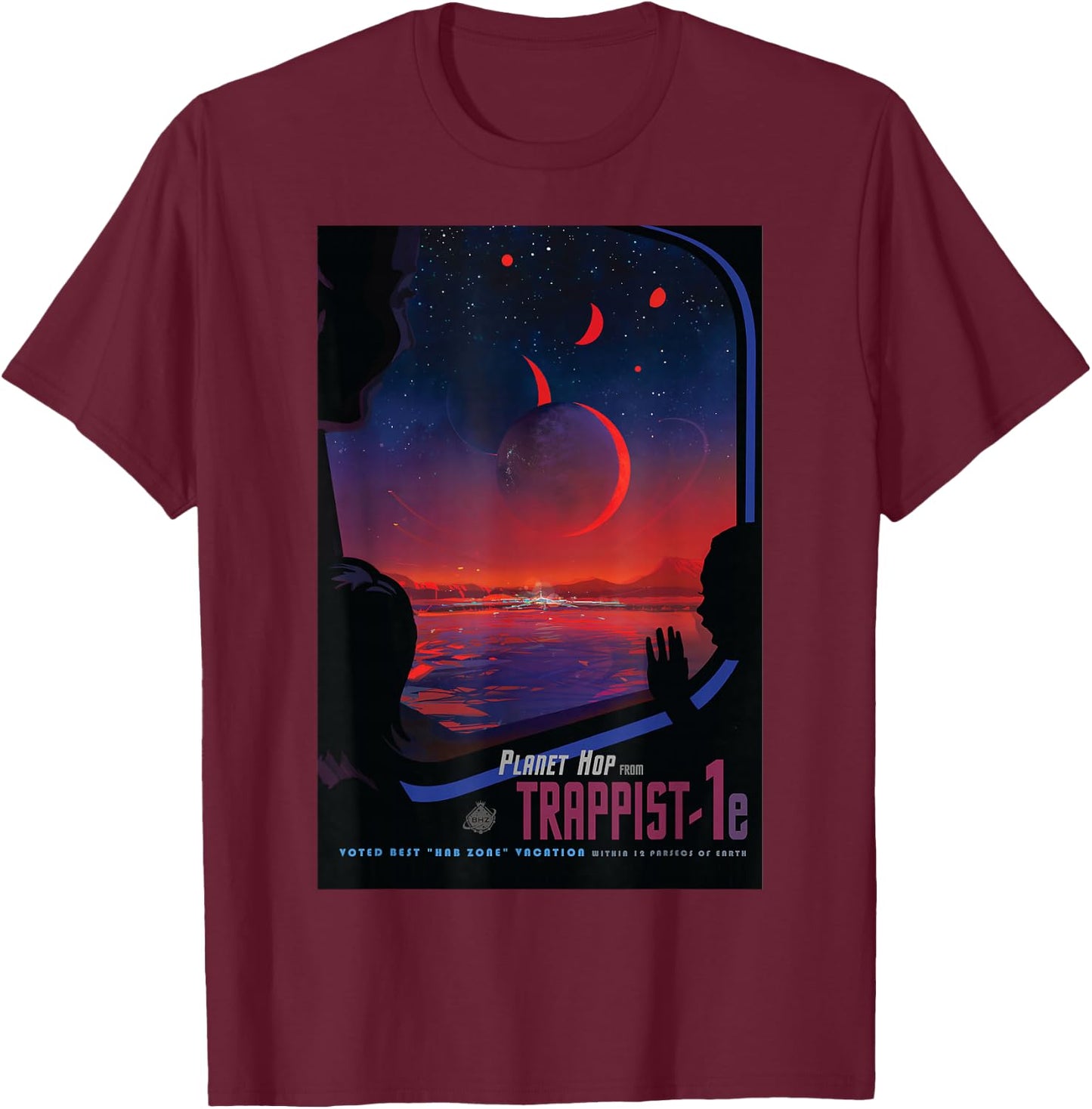 Nerdy Vintage Trappist-1 Planet Space Travel Science Teacher Women Girls Kids T-Shirt - T-Shirt | Maroon