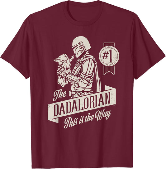 Star Wars The Mandalorian and Grogu Dadalorian Father’s Day T-Shirt - T-Shirt | Maroon
