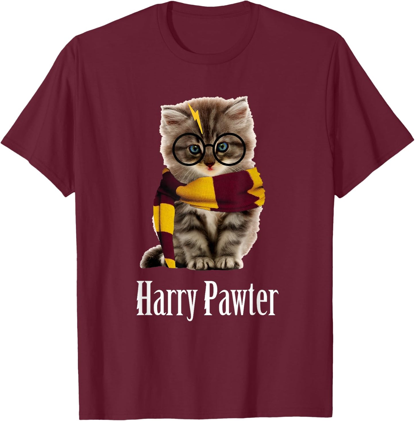 Magic Cat with Glasses, Harry Pawter Funny Small T-Shirt - T-Shirt | Maroon