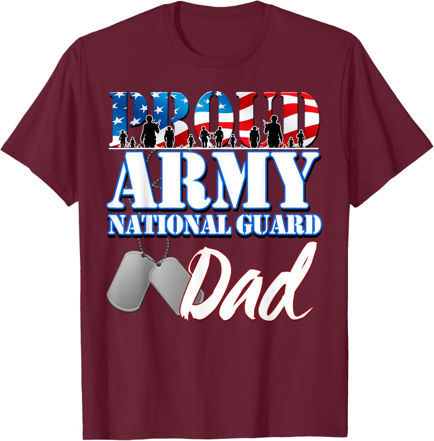 Proud Army National Guard Dad Fathers Day Shirt Men T-Shirt - T-Shirt | Maroon