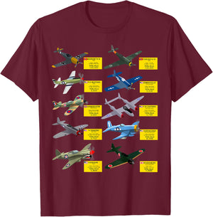 WW2 Warplanes Most Lethal Airplanes P51 Mustang T-Shirt - T-Shirt | Maroon
