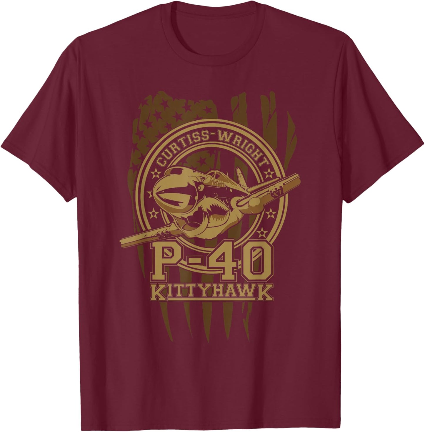 Warbirds: P-40 Kittyhawk T-Shirt - T-Shirt | Maroon