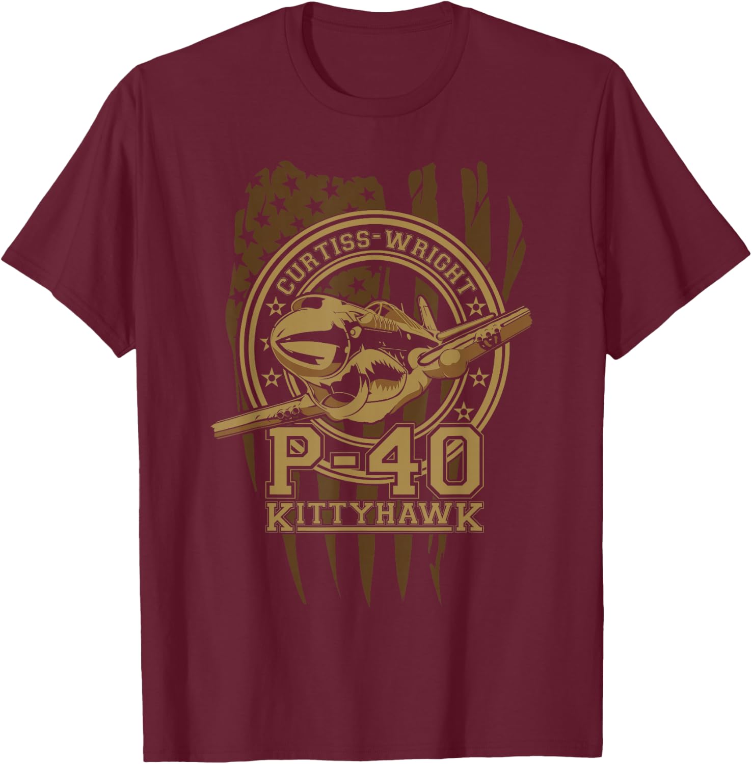 Warbirds: P-40 Kittyhawk T-Shirt - T-Shirt | Maroon