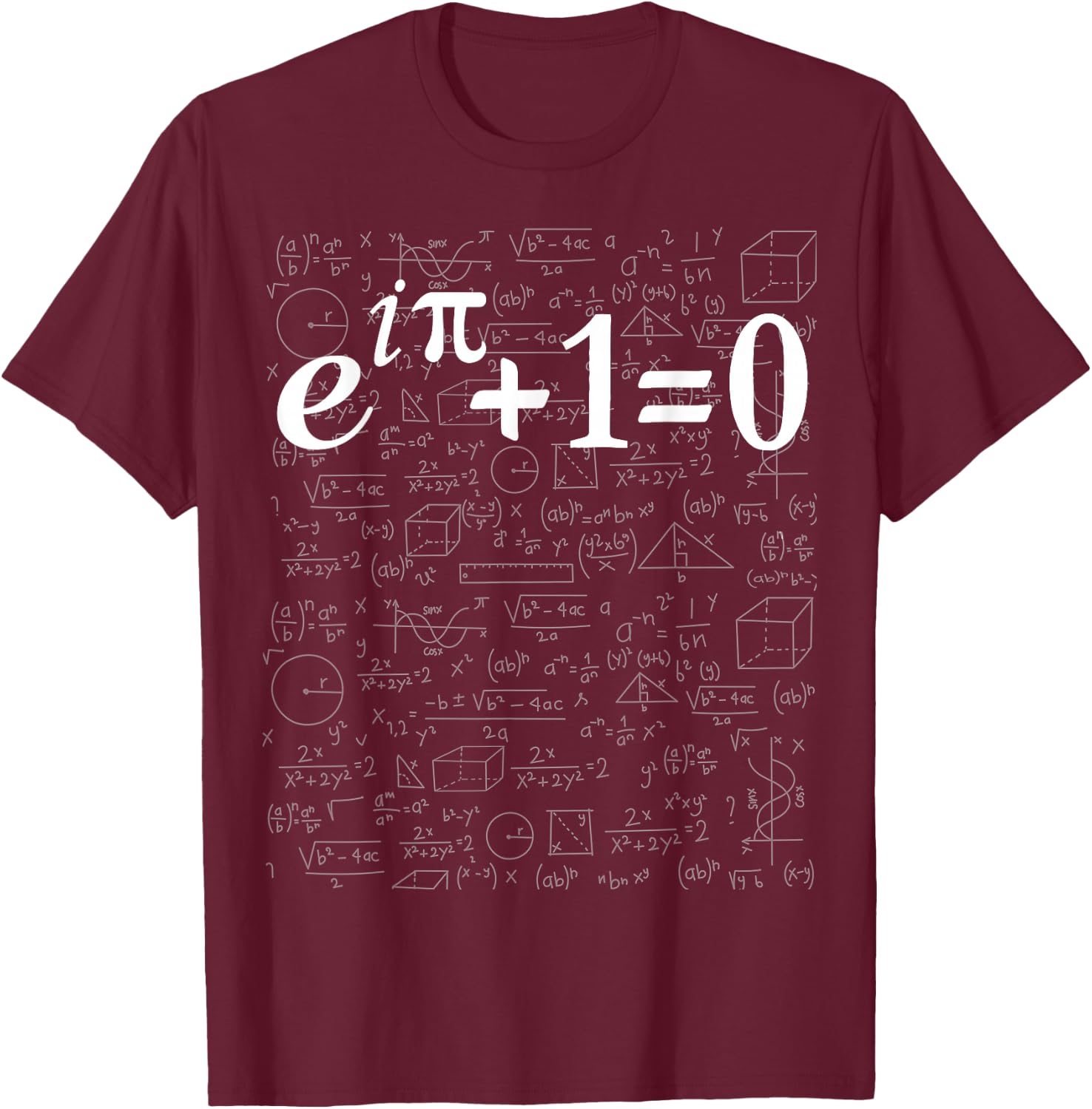 Euler's Identity Math Science Fun Most Beautiful Equation T-Shirt - T-Shirt | Maroon