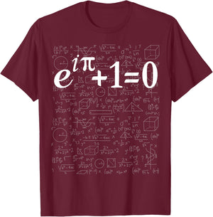 Euler's Identity Math Science Fun Most Beautiful Equation T-Shirt - T-Shirt | Maroon