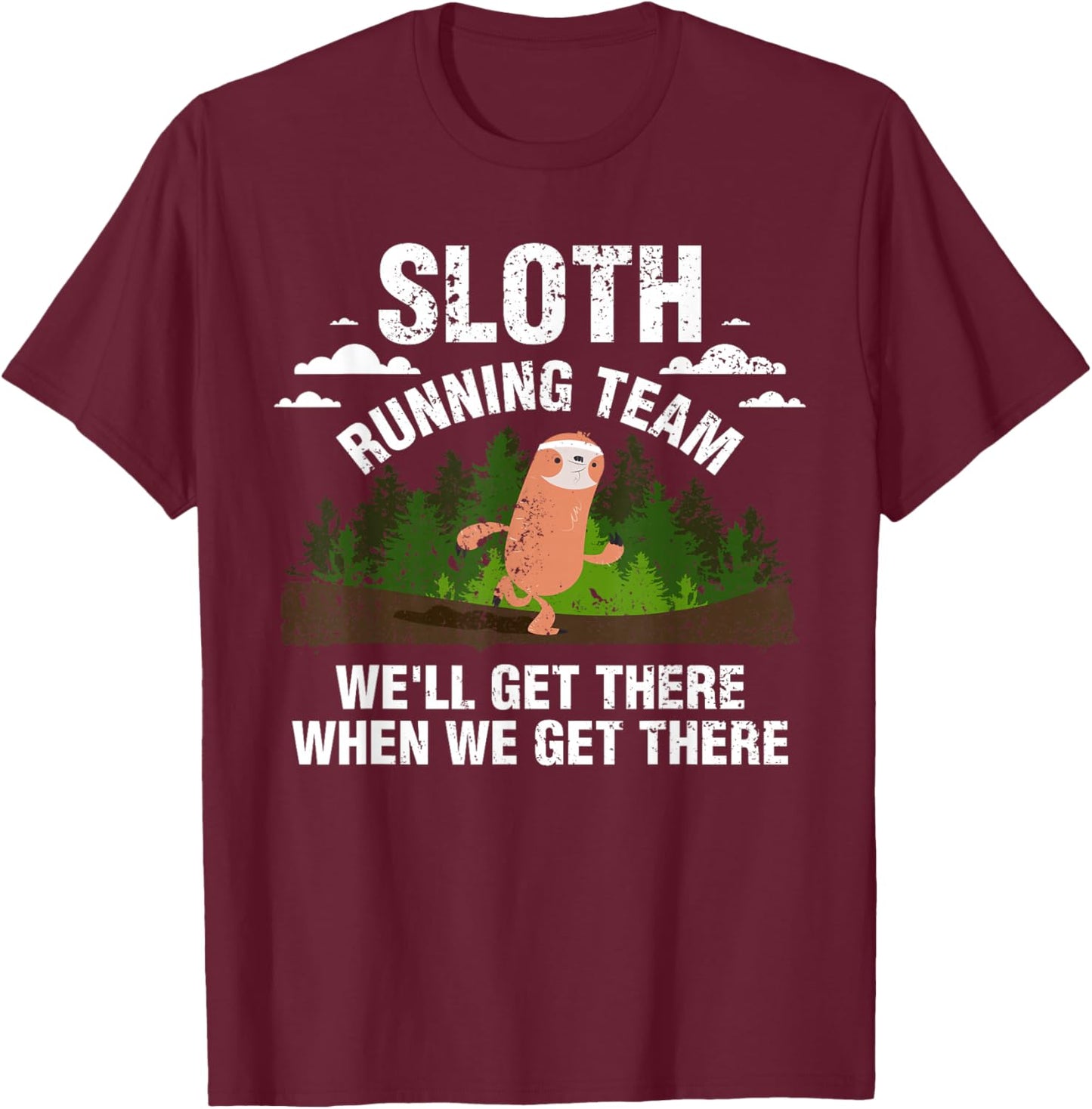 Sloth Running Team T-Shirt - T-Shirt | Maroon