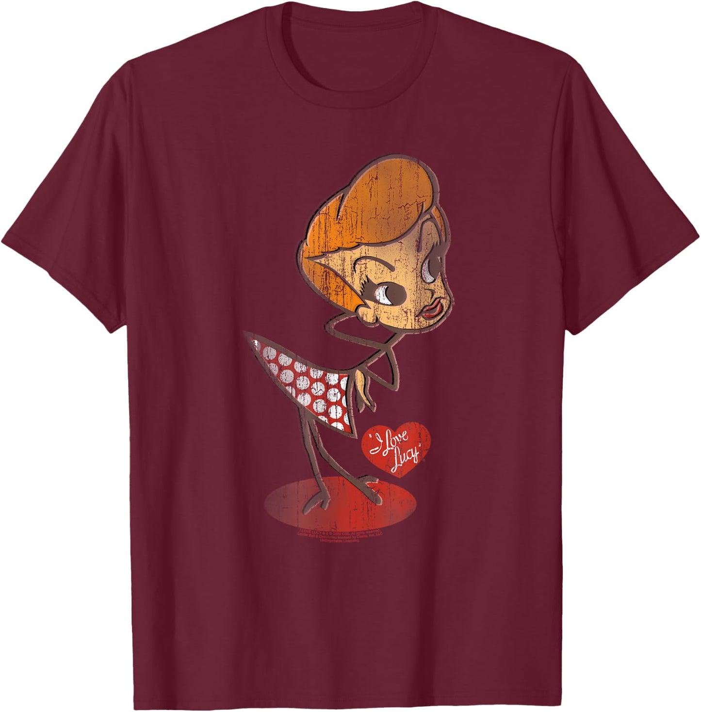 I Love Lucy Vintage Doll T-Shirt - T-Shirt | Maroon
