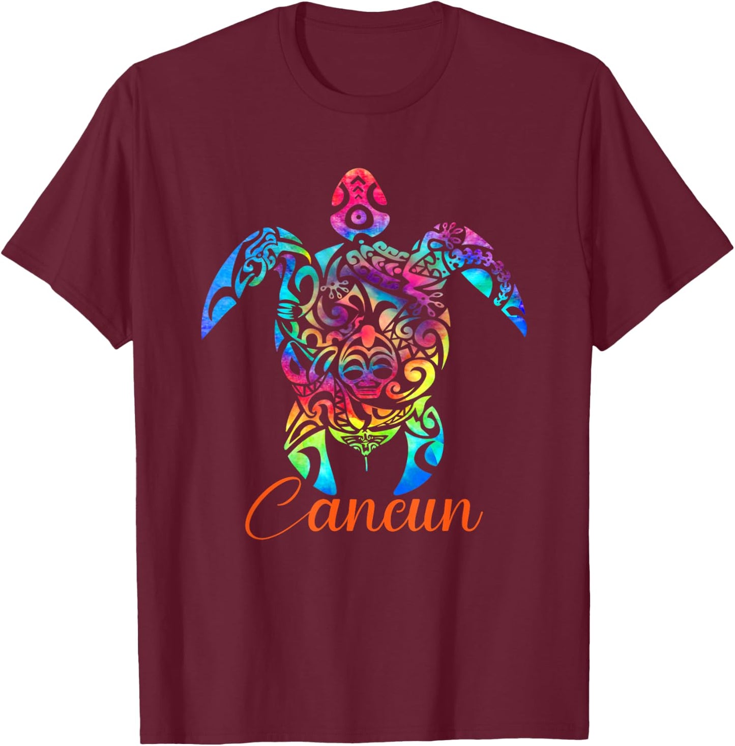 Cancun Mexico Sea Turtle Beach Vacay Trip Tie Dye T-Shirt - T-Shirt | Maroon