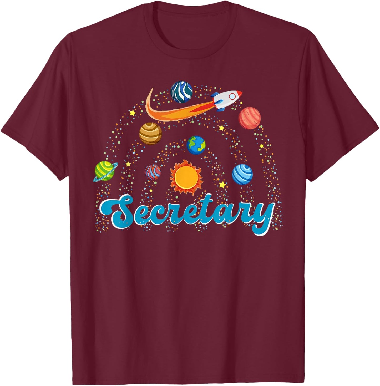 School Secretary Outer Space Front Office Admin Assistant T-Shirt - T-Shirt | Maroon