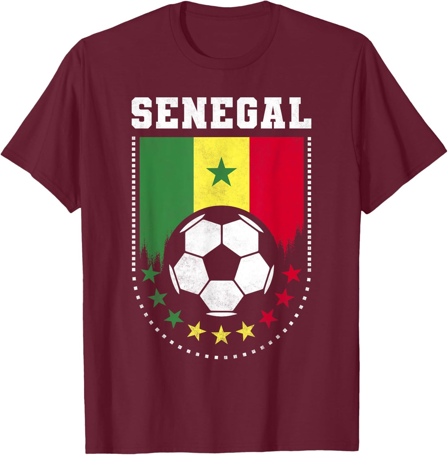 Senegal Flag Soccer Fan T-Shirt - T-Shirt | Maroon