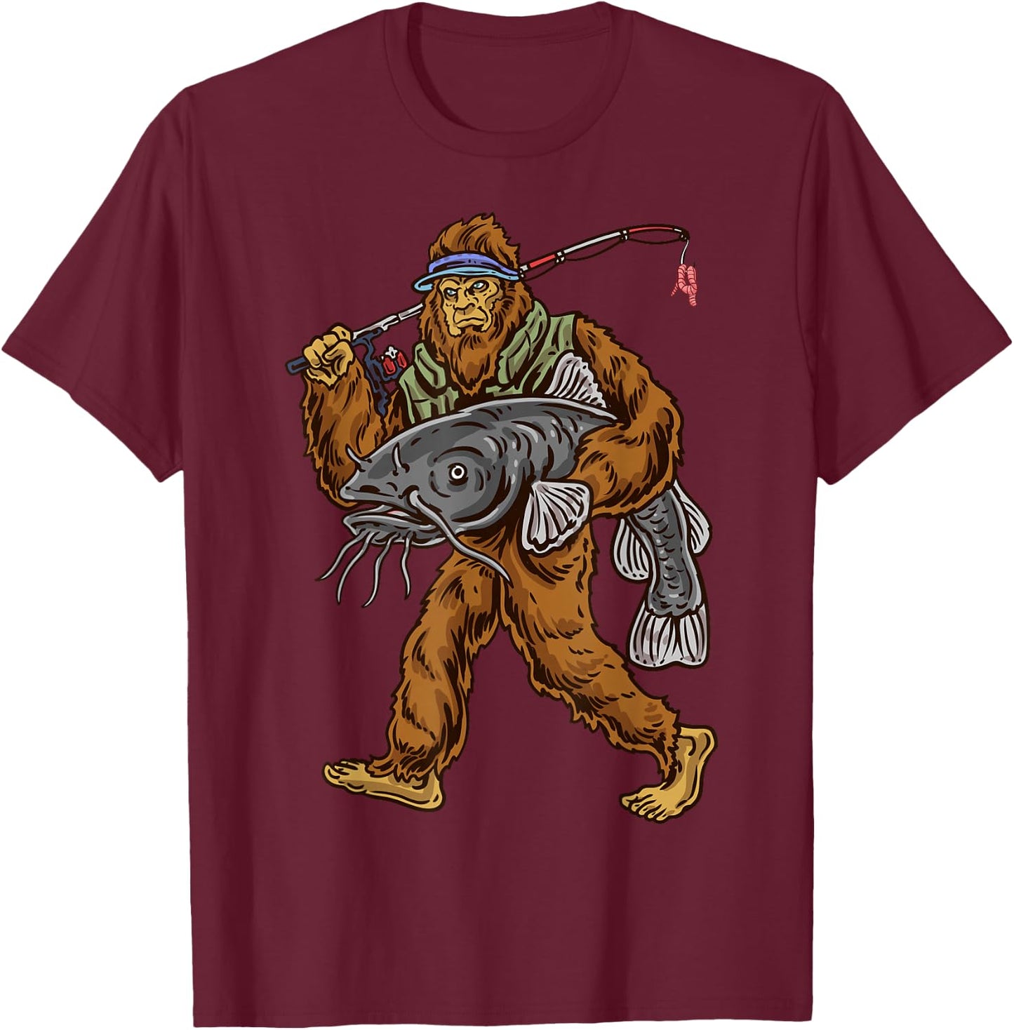 Catfishing Bigfoot Hunting Catfishermen T-Shirt - T-Shirt | Maroon