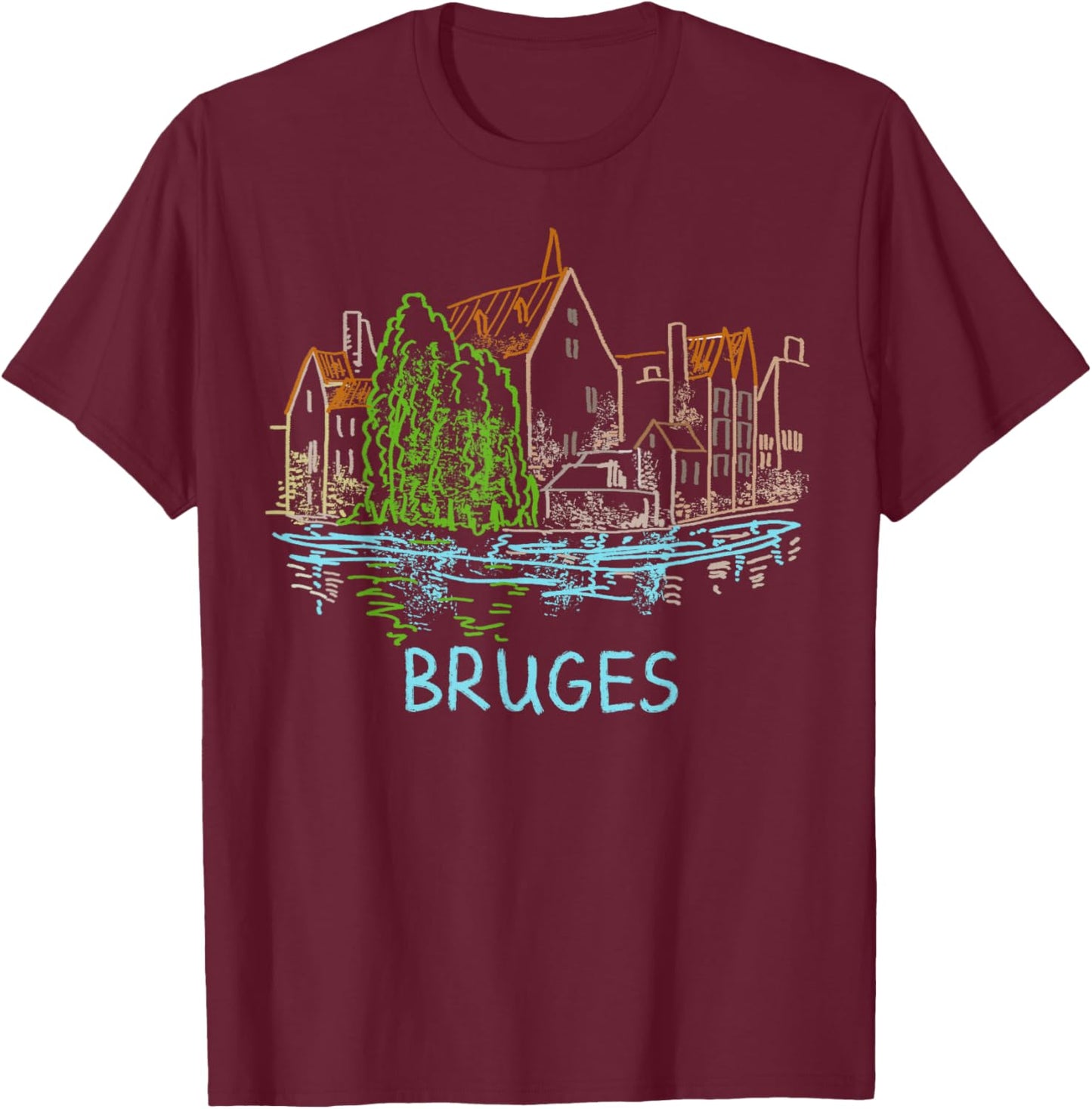 Bruges Belgium Art Gift Men Women T-Shirt - T-Shirt | Maroon