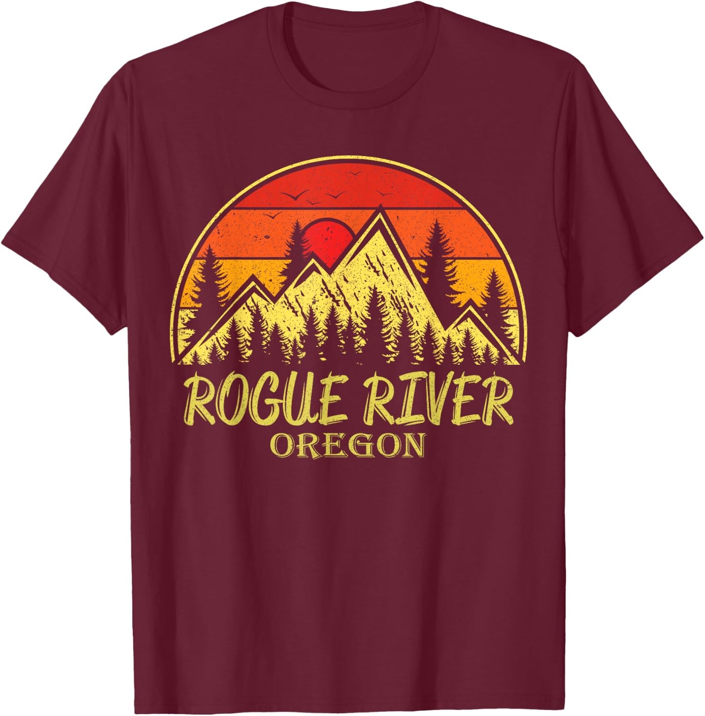 Vintage Rogue River Oregon OR Mountains Hike Hiking Souvenir T-Shirt - T-Shirt | Maroon