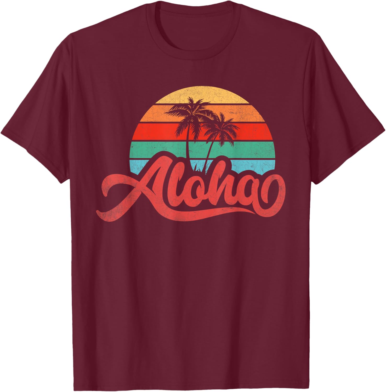 Aloha Hawaii Hawaiian Island Palm Beach Surfboard Vacation Women Girls Kids T-Shirt - T-Shirt | Maroon