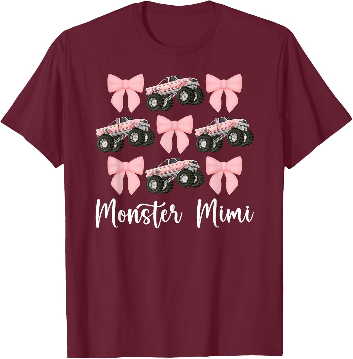 Monster Mimi Cute Monster Truck Mimi Grandma T-Shirt - T-Shirt | Maroon