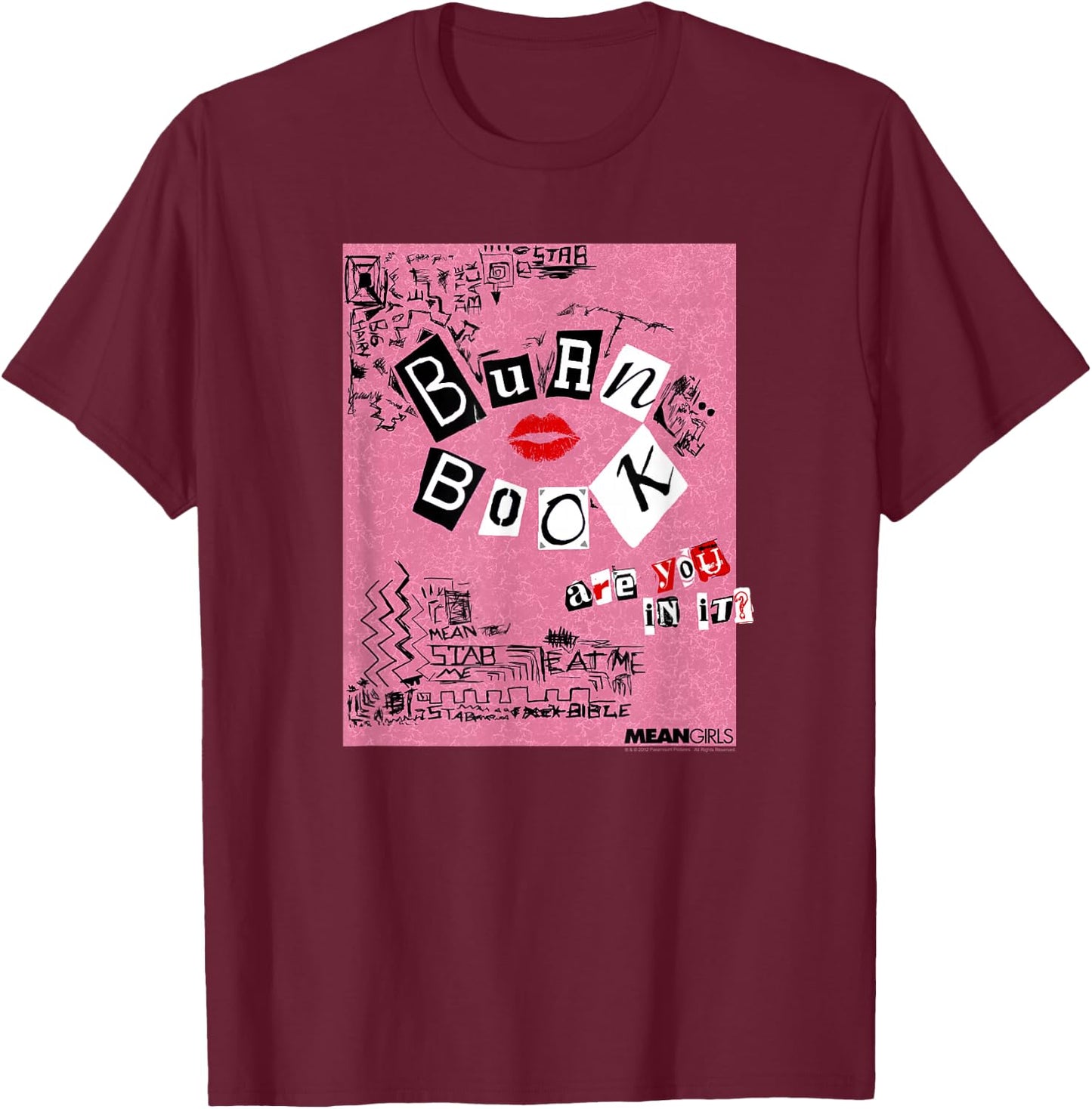 Mean Girls Burn Book T-Shirt - T-Shirt | Maroon