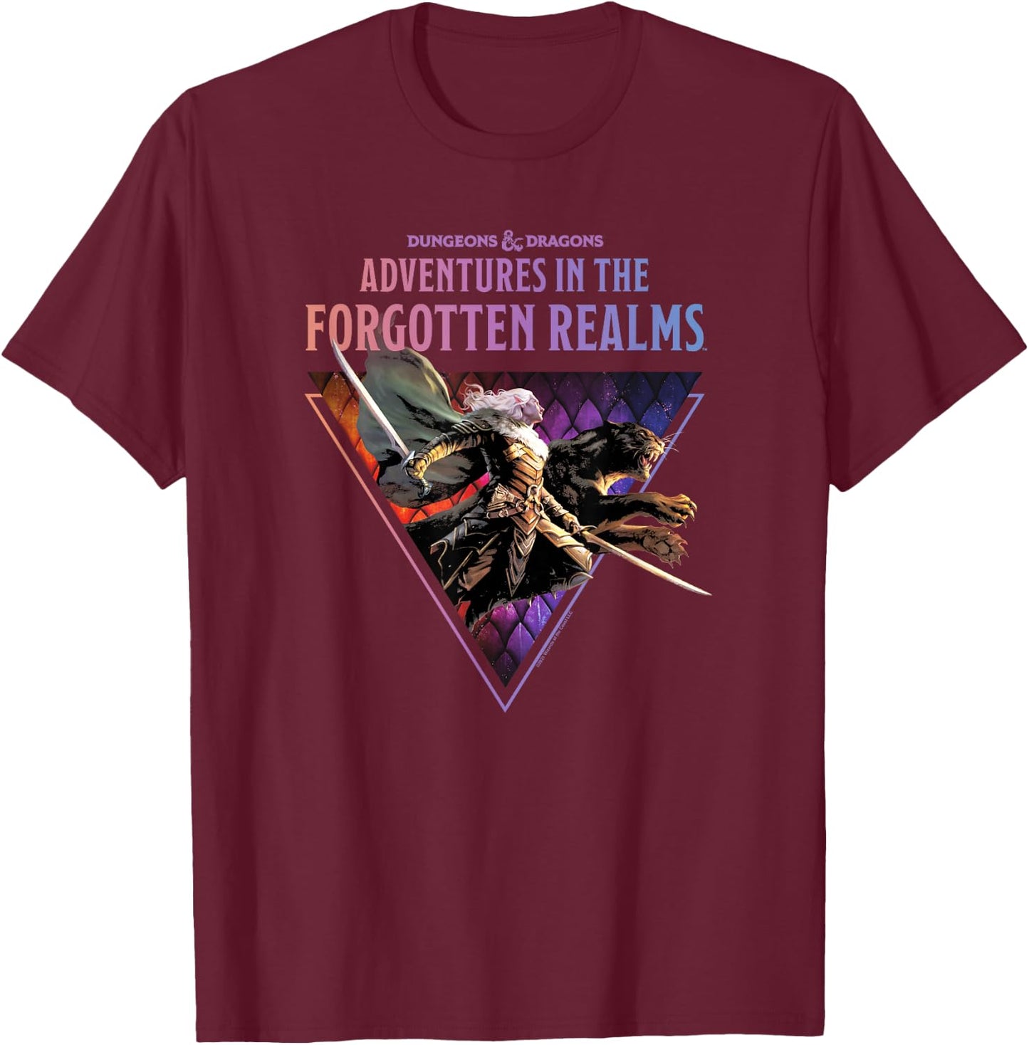 Magic: The Gathering Dungeons & Dragons Drizzt Jump T-Shirt - T-Shirt | Maroon