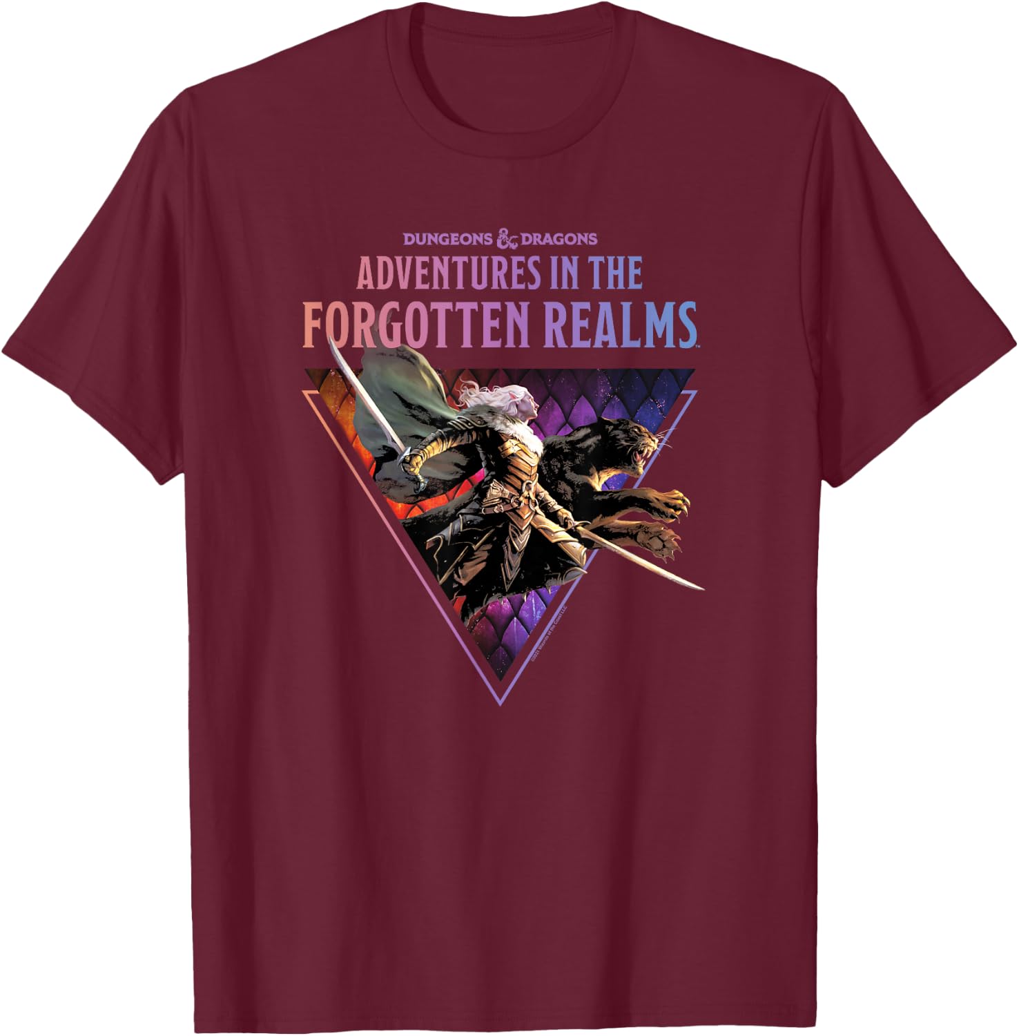 Magic: The Gathering Dungeons & Dragons Drizzt Jump T-Shirt - T-Shirt | Maroon