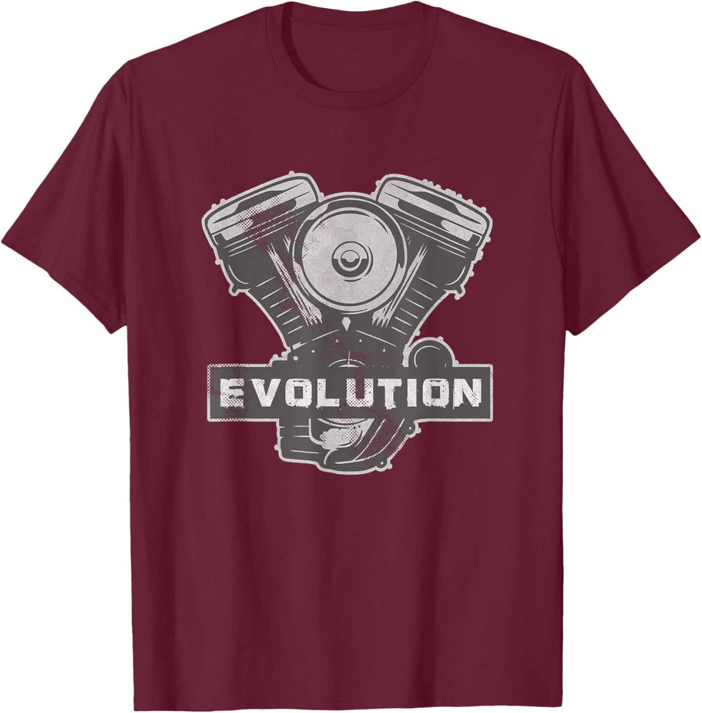 Biker Evolution v2 Engine Vintage Motorcycle Gear VTwin T-Shirt - T-Shirt | Maroon