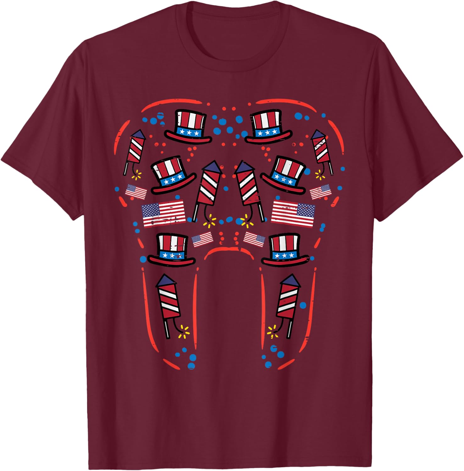 4th Of July Dentist Tooth US Flag Dental Patriotic Women Men T-Shirt - T-Shirt | Maroon