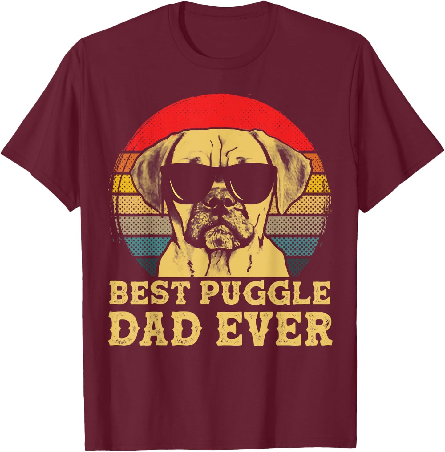 Best Puggle Dad Ever Dog Lovers Retro Vintage Women Kids T-Shirt - T-Shirt | Maroon