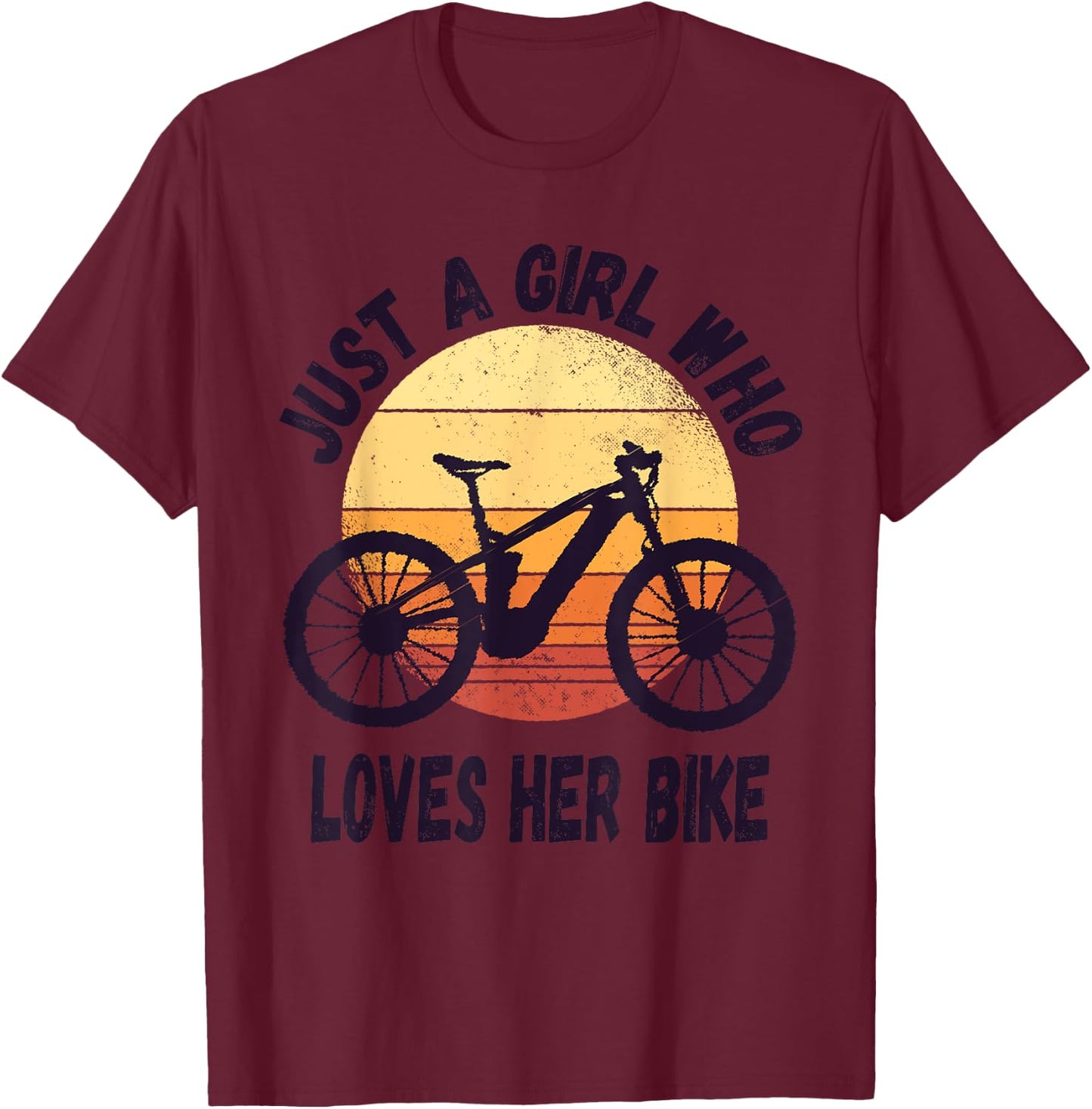 Just A Girl Who Loves Her Cute Bike Cycling biking Girls Kid T-Shirt - T-Shirt | Maroon