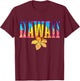 Hawaii Vintage Sunset Hibiscus Flower Hawaiian Surf Surfer T-Shirt - T-Shirt | Maroon