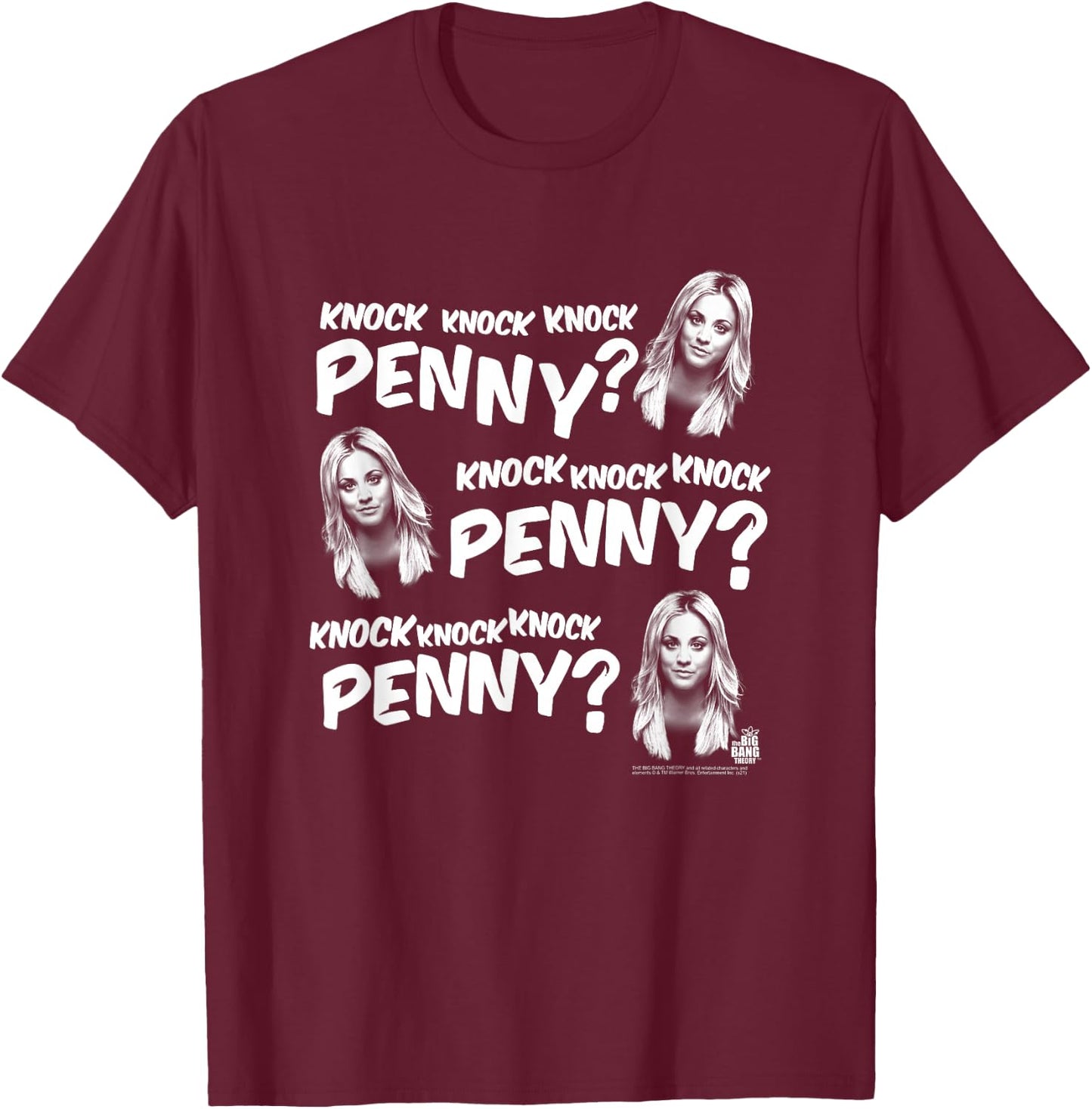 The Big Bang Theory Knock Knock Knock Penny TV Show T-Shirt - T-Shirt | Maroon