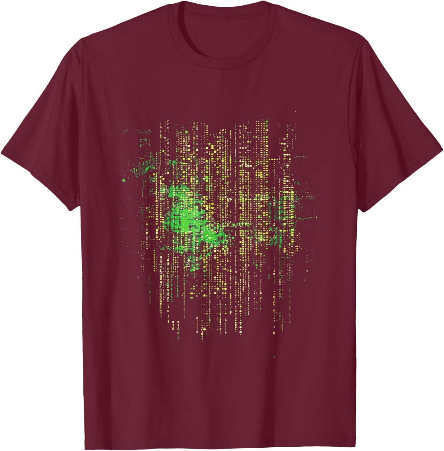 Binary Code Matrix Vintage Computer Screen Hacker T-Shirt - T-Shirt | Maroon