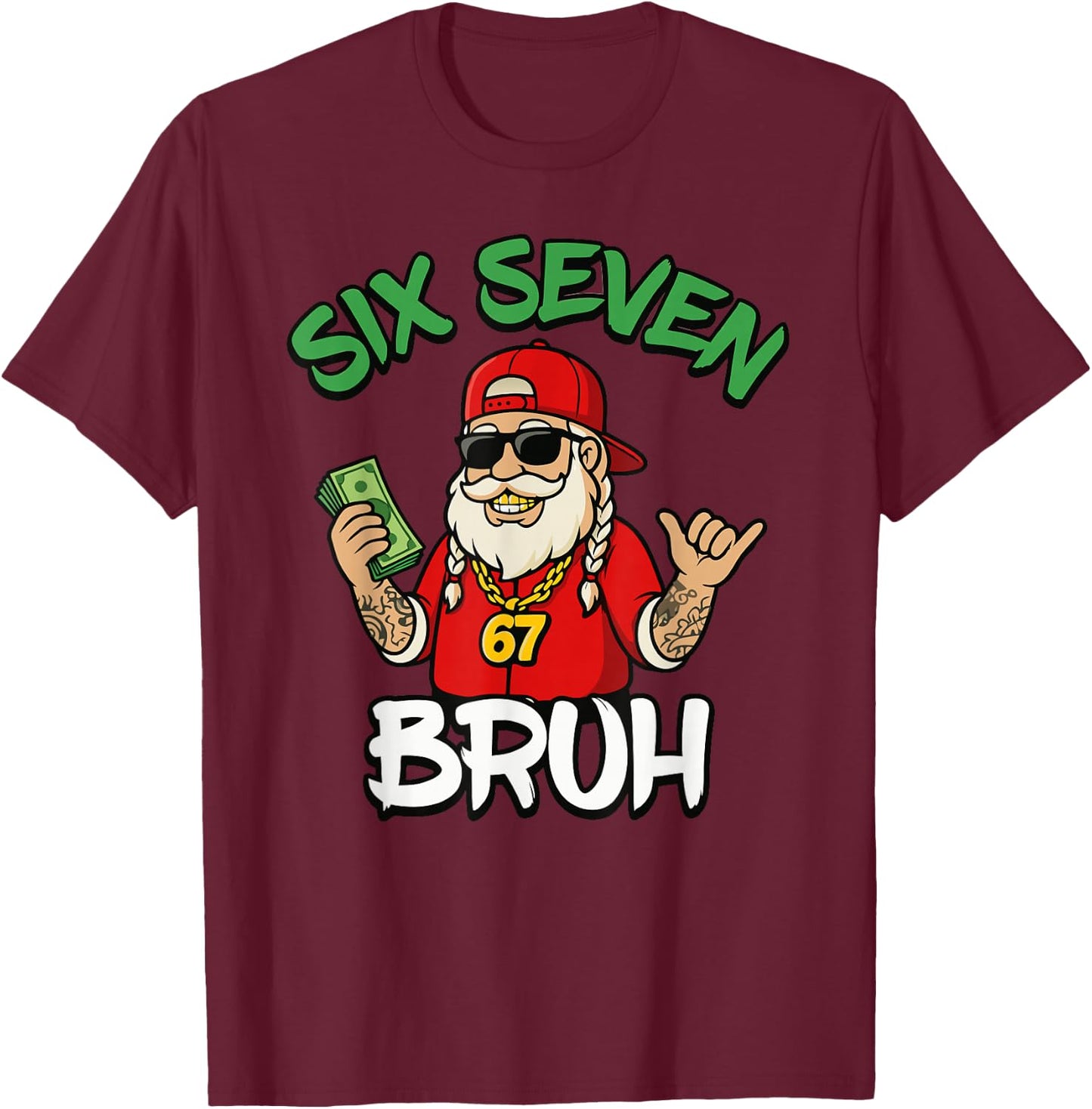Six Seven 67 Christmas 6 7 Bruh Boys Kids 6-7 Meme Youth T-Shirt - T-Shirt | Maroon
