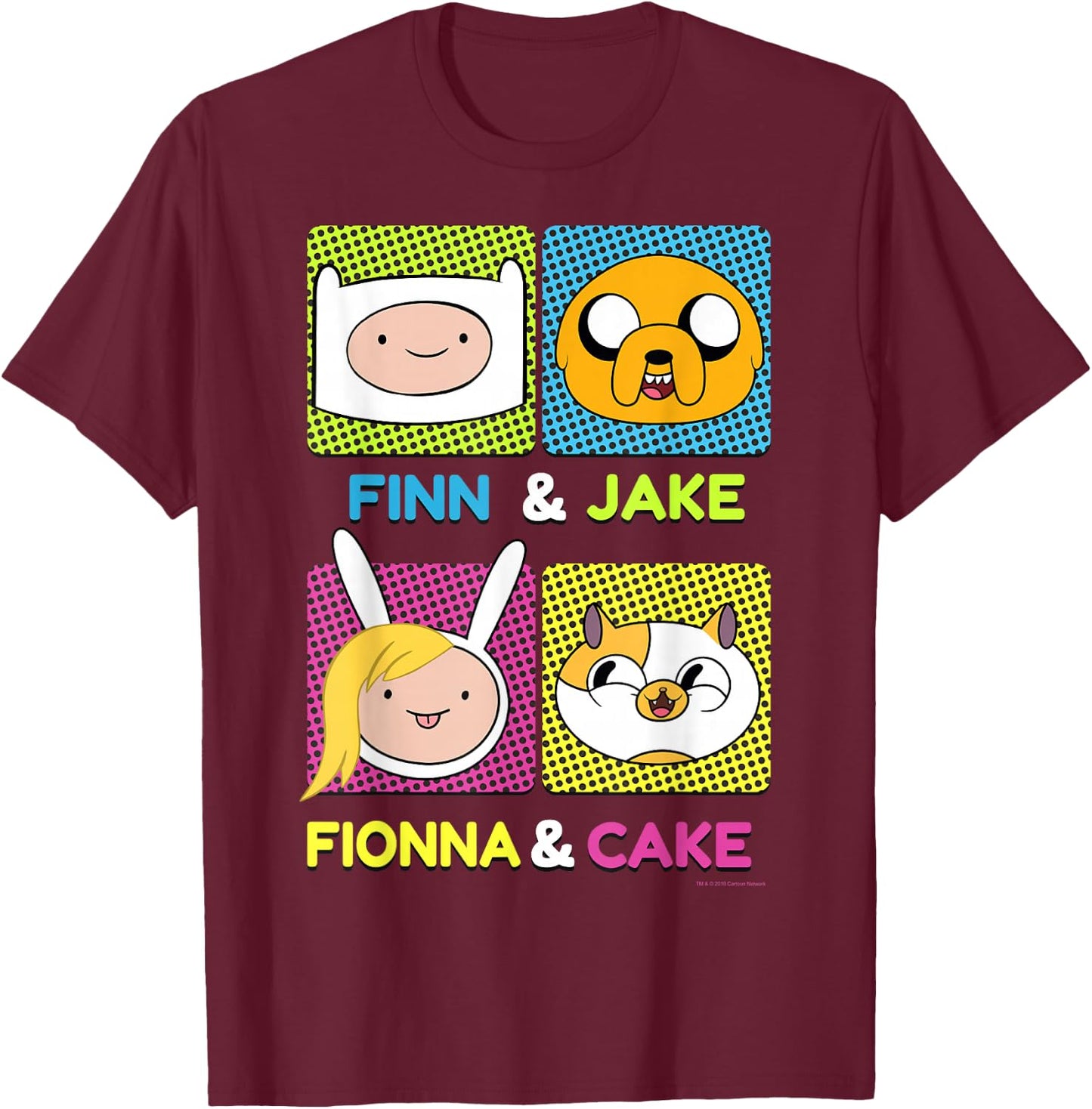 CN Adventure Time Finn & Jake Fionna & Cake Box Up T-Shirt - T-Shirt | Maroon