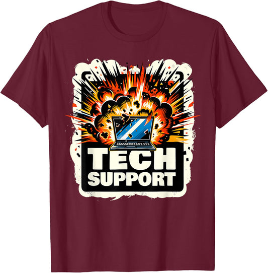 Tech Support I Computer IT Guy T-Shirt - T-Shirt | Maroon