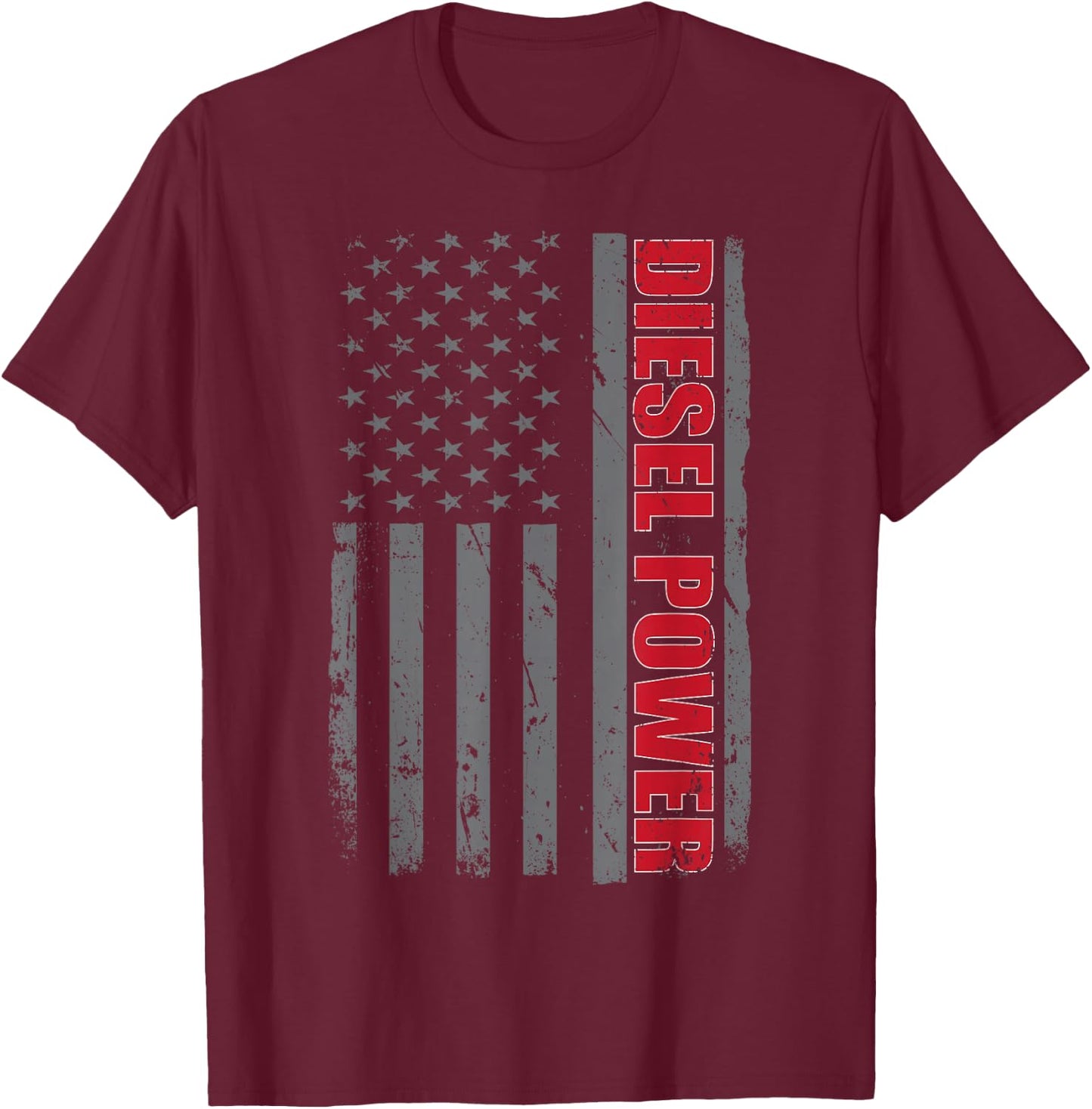 Diesel Truck Power Patriotic Flag American Truck Driver T-Shirt - T-Shirt | Maroon