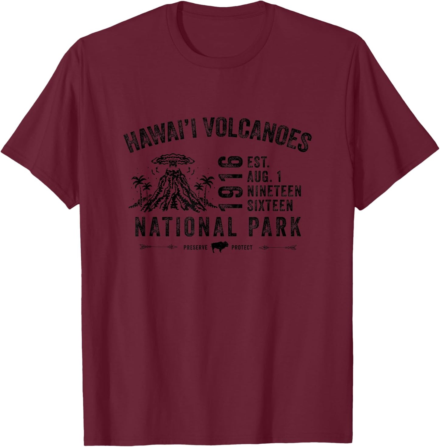 Hawai'i Volcanoes National Park Hawaii USA Hiking Camping T-Shirt - T-Shirt | Maroon