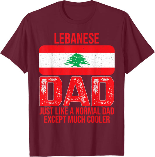 Vintage Lebanese Dad Lebanon Flag Design For Father's Day T-Shirt - T-Shirt | Maroon