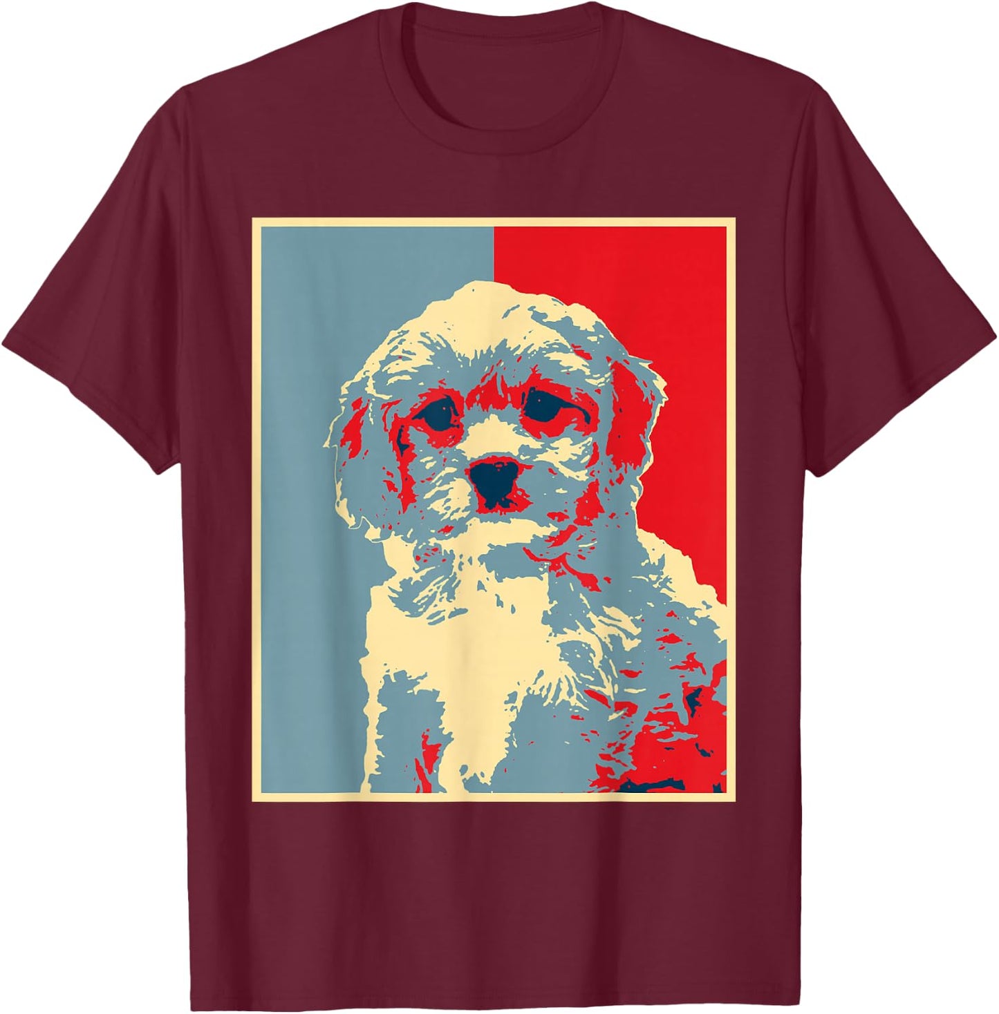 Retro Cavachon Gift Dog Owner Dog Artwork - Vintage Silhouette Cavachon Black T-Shirt - T-Shirt | Maroon
