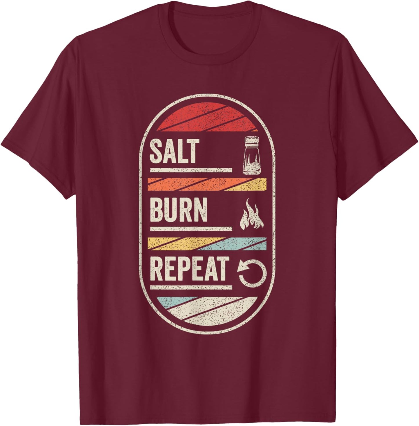 Retro Supernatural Quotes Salt, Burn, Repeat! Quotes Fiction T-Shirt - T-Shirt | Maroon