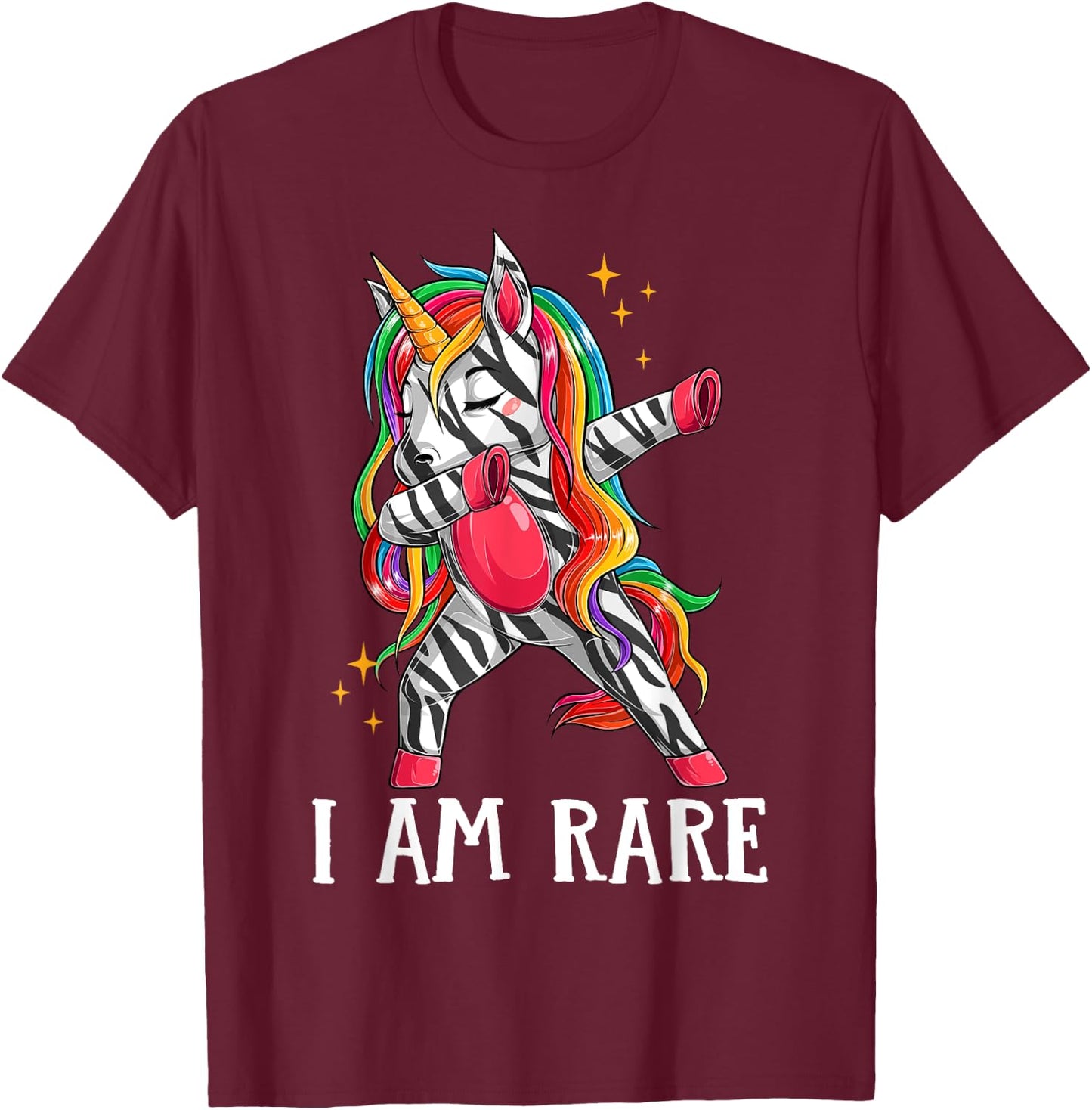 Kids I Am Rare Zebra Unicorn Warrior Rare Disease Awareness T-Shirt - T-Shirt | Maroon