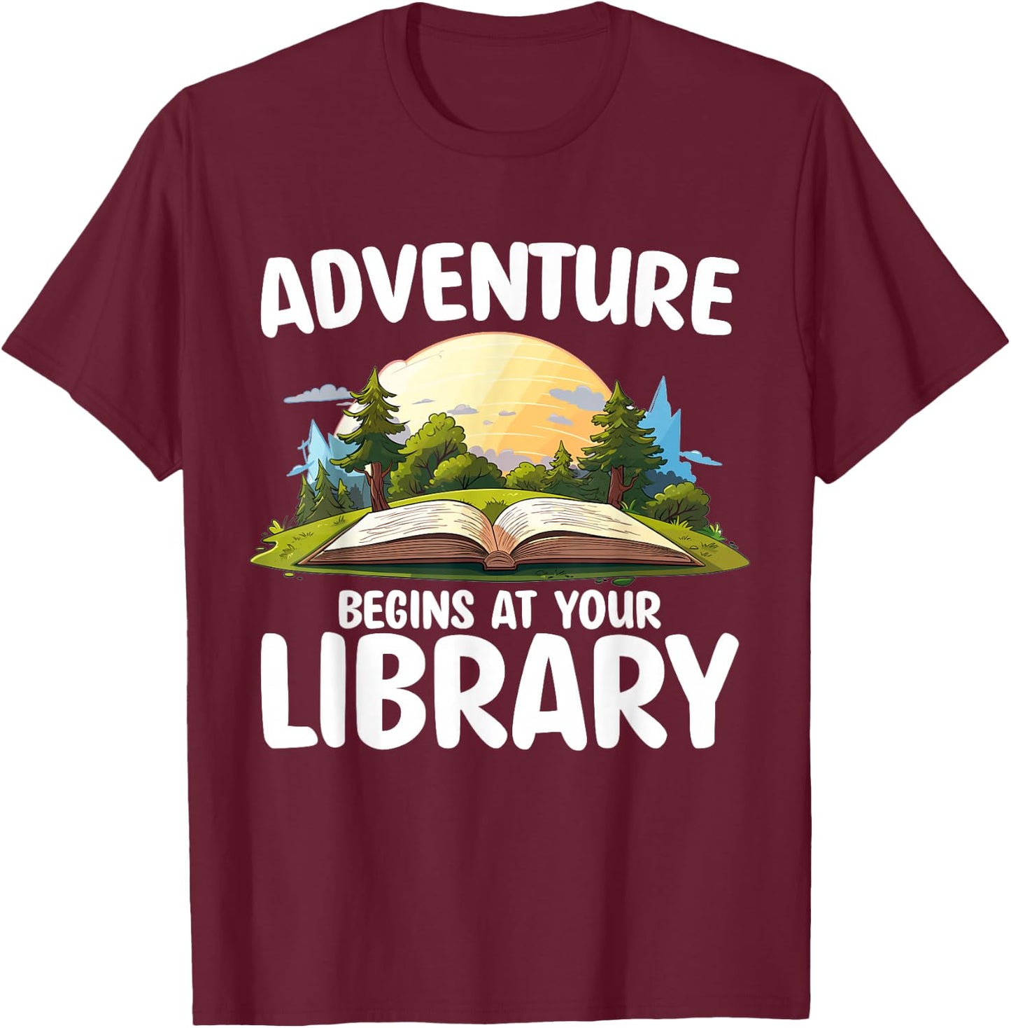 Summer Reading Program 2024 Adventure Begins At Your Library T-Shirt - T-Shirt | Maroon