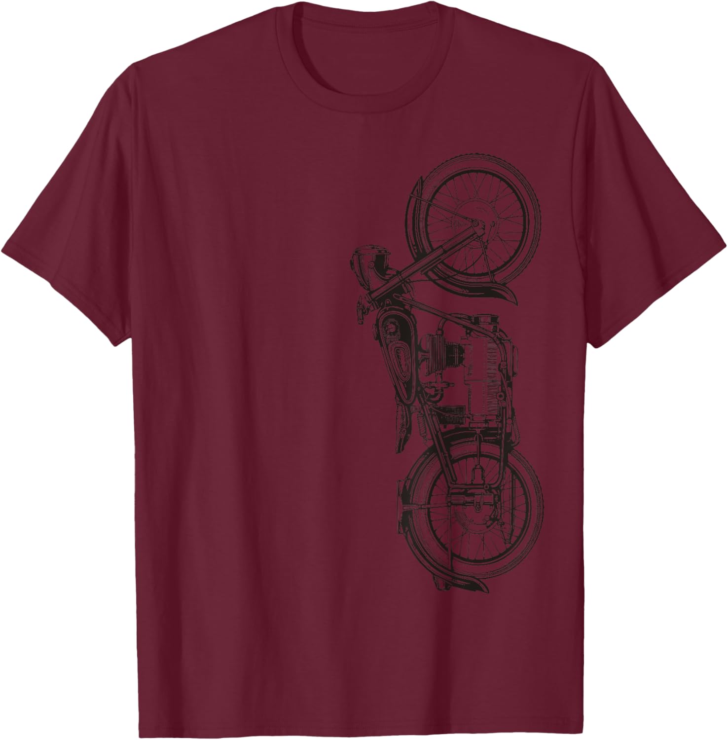 Vintage Retro Motorcycle T-Shirt - T-Shirt | Maroon