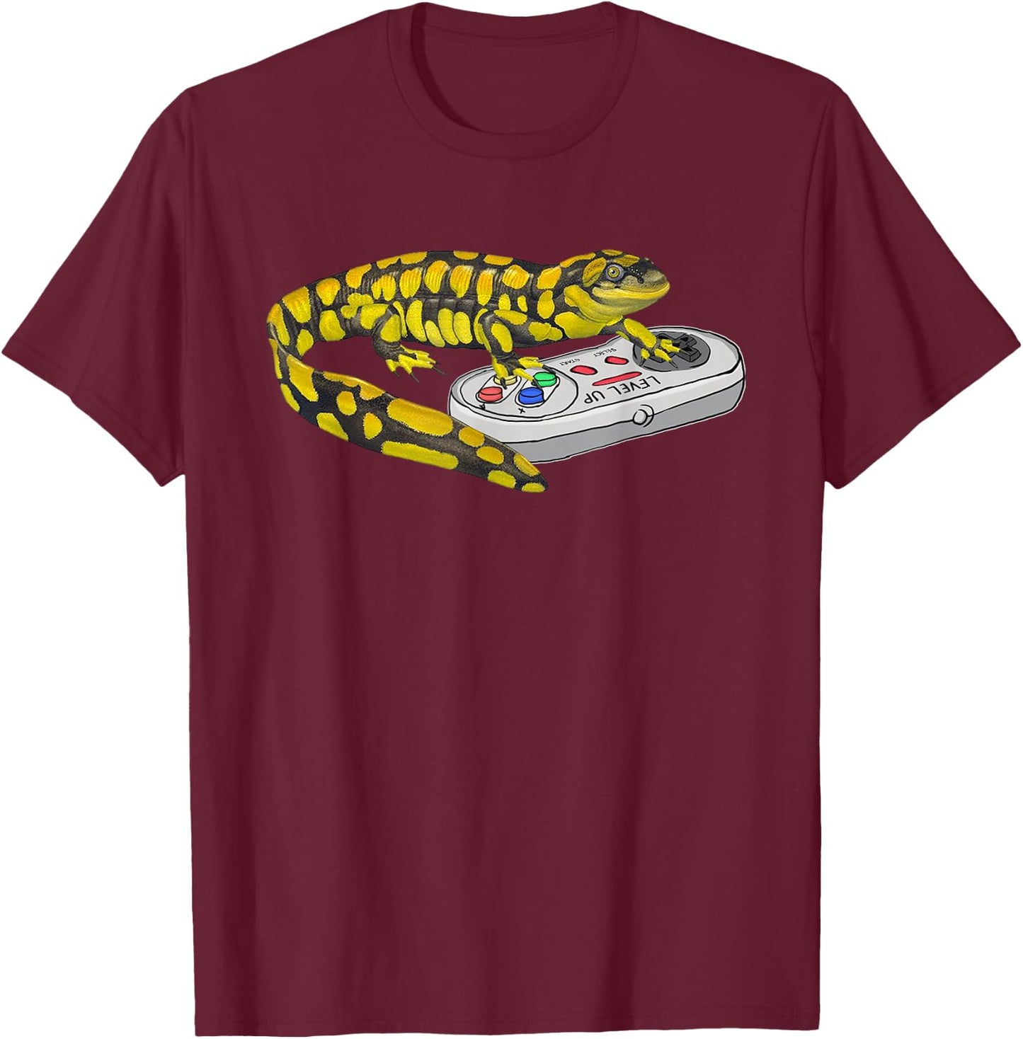 Tiger salamander Playing Video Game Salamanders Gamers T-Shirt - T-Shirt | Maroon